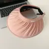 Sombrero de Protección Solar de Verano para Mujer, Protección Solar, Anti-UV, Parte Superior Abierta, Sombrero de Carcasa de Plástico Negro, Ala Ancha, Aro para Cabello Plegable, Sombrero para Exteriores