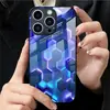 Aplicable a Apple 18PRO Funda de Vidrio Templado 17PROMAX Cubierta Protectora Hexagonal Azul iPhone16 Líneas 17E
