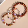 Pulsera de Madera de Amatista Multicolor de Segunda Generación DIY Diseño de Nicho para Mujer Pulsera Versátil Cuentas de Madera Cuentas de Oración Wenwan