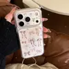 Funda Rosa con Estampado de Leopardo y Lazo Estilo Coreano para iPhone 17 Pro, Funda Transparente de Cobertura Total para iPhone 16, Adecuada para Niñas