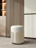 Taburete Redondo de Cuero de Microfibra, Taburete de Maquillaje, Taburete para Cambiar Zapatos en Casa, Taburete de Mesa de Café, Taburete de Mesa de Café para Sala de Estar, Taburete Suave para Sentarse, Taburete Bajo Pequeño, Taburete de Sofá