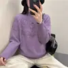 Suéter Feminino de Inverno Espessado Gola Alta Estilo Preguiçoso Feminino 2025 Novo Top Camisa de Outono e Inverno