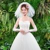 Vestido de Novia de Encaje 2024 Guantes sin Dedos con Gancho y Bucle con Recortes y Cuentas Encaje Específico para Bodas