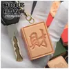 Llavero de Cuero para Mahjong Simple Hecho a Mano de Piel de Vaca Colgante de Llave de Mahjong Cuero Creativo