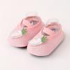 Sapatos Rasos de Tela para Crianças Pequenas, Sapatos e Meias Antiderrapantes para Bebês para Primavera e Verão, Tira de Morango, Sapatos Leves
