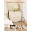 Mesita de noche moderna y simple con esquinas redondeadas, mueble de almacenamiento anti-colisión para la cama, cajón doble, almacenamiento para dormitorio, gabinete pequeño
