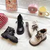 Dr. Infantil. Botines cortos estilo Martens, tendencia británica para niñas, nuevo otoño 2026, botas cálidas de algodón para niños mayores, con botines de cuero forrados de felpa