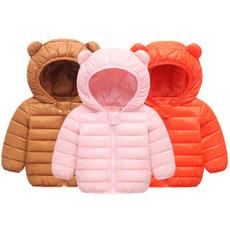 Chaqueta de plumón de algodón para niños de invierno, ligera y fina, de tamaño pequeño y mediano, con orejas de bebé, bonita chaqueta de algodón