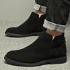 Botines Chelsea de Piel para Hombre Ante Punta Fina Caña Alta Cuero Caña Media Botines de Tobillo Botas Martin Negras