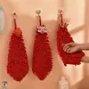 Toalla de mano tipo colgante fuerte absorbente gruesa sin pelusa roja festiva baño cocina chenilla toalla balonmano