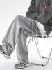 Pantalones Casuales de Cordón Retro Americano para Hombre Nuevos Simples Modernos Holgados Versátiles Deportivos Pierna Recta Largos Ropa para Hombre