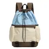 Mochila de Moda Deportiva para Exteriores Tela Lavada Ligera con Cordón para Estudiante Universitario Hombre y Mujer Bolso Escolar Marca de Moda Color Contrastante Mochila para Mujer