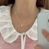 Collar sencillo con colgante de una sola perla para mujer, personalizado, combinable, a la moda, chapado en plata S925, cadena de clavícula con nicho para el cuello.