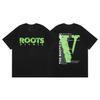 Camiseta deportiva informal de manga corta con estampado en V grande de VLONE, marca de moda transfronteriza europea y americana de 2024, para hombres y mujeres.
