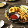 Compartimento de barbacoa de acero inoxidable retro olla caliente plato de condimento plato cuadrado para salsa plato para mojar pequeño creativo japonés al por mayor