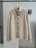 KEKEZOON Casaco Suéter de Gola Alta de Botão Único Feminino Outono Inverno Estilo Preguiçoso Cardigan de Tricô Macio Solto 8925