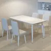 Mesa de Jantar e Cadeiras Nórdicas de Ardósia Branca Pura para Uso Doméstico, Apartamento Pequeno, Minimalista Preto Puro, Luxo Leve, Sensação de Alto Padrão, Nova Mesa de Jantar Preta Pura
