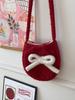 2024 Saco de Ovos Caseiro Macaron Pelúcia Oval Bonito Pequeno Mochila Crossbody Arco Bolsa de Telefone Móvel