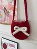 2025 Bolsa de Huevo Casero Macarrón Peluche Ovalado Linda Pequeña Bolso Cruzado al Hombro Lazo Bolso para Teléfono Móvil