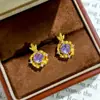 Pulsera Pendiente Aretes Anillo Abierto Set de Cuatro Piezas de Circonita de Litio Morada Octagonal Italiana Cepillada Corte Rosa Milenio