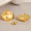 Pendientes de concha de acero inoxidable 304 moda transfronteriza playa pendientes simples versátiles pendientes de oro 18k al vacío en stock