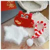 Ropa para Muñeca Labubu de Primera, Segunda y Tercera Generación 17cm Atuendo de Fiesta Sentado Labubu Sombrero de Año Nuevo Peto Disfraz de Danza del León