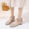 Sapatos Infantis de Camada Única para Primavera e Outono Sapatos Femininos de Princesa Salto Alto Fivela Strass Novo Cano Baixo Borracha Solado Macio Sapatos de Couro para Menina