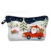 Bolsa de Cosméticos Navideña de Coche de Santa Claus Transfronteriza, Bolso de Mano Navideño Versátil, Bolsa de Almacenamiento Casual para Viajes