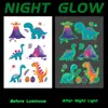 Tatuaje Temporal Luminoso de Dinosaurio Volcánico Colorido Dibujos Animados Lindos Diversión para Niños Maquillaje para Brazos de Hombres y Mujeres Impermeable y Resistente al Sudor Larga Duración
