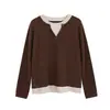 10/12 Chegada Nova de InvernoOutono/Inverno Estilo Coreano Versátil Manga Longa Camada Base Bloco de Cores Camadas Suéter Falso de Duas Peças Feminino F1512