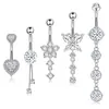 Fabricante de Joyería Transfronterizo Nuevo Juego de Cinco Piezas de Anillos para Ombligo Accesorios de Anillos para Ombligo de Amazon Fábrica de Piezas de Cobre con Varilla de Acero Inoxidable 316