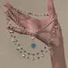 Collar de doble capa con forma de concha de corazón de diamante brillante estilo palacio, moderno, exquisito, de alta gama, creativo, versátil para el uso diario