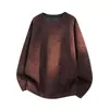 Camiseta base para hombre, nueva sudadera de punto grueso para otoño e invierno, cuello redondo, ajuste holgado moderno, talla grande, camiseta de manga larga de color liso