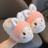 Pantuflas de algodón para niños, forradas de felpa para invierno, engrosadas para abrigar, con suela suave, antideslizantes, diseño lindo de dibujos animados, adecuadas tanto para niños como para niñas, y para usar en familia