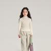 Pudding Haru Outono e Inverno Auricular Edge Color Point Base Shirt 2024 Outono e Inverno Novas Meninas Camisa de Base de Malha