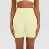 Shorts de Yoga Escovados Amigáveis à Pele Transfronteiriços Cintura Alta Controle de Barriga Calças Fitness Levanta Bumbum Pêssego Justos Shorts de Yoga Esportivos