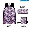 2022 Nueva Mochila Escolar de Calavera con Flores Estilo Coreano para Escuela Secundaria Mochila de Tres Piezas + Bolso de Hombro + Estuche