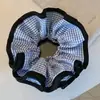 Tecido Fresco Xadrez Floral Prendedor de Cabelo Estilo Coreano Coque Scrunchie Menina Doce Versátil Corda de Cabelo Faixa de Cabelo