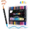 Caneta Marcadora Glitter Popular da Amazon com Duas Pontas e Duas Cores Caneta Glitter Fluorescente Caneta Marcadora Glitter Caneta para Pintura Caneta Aquarela