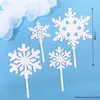 Decoração de Bolo de Natal Veado Branco de Cristal Cervo Ornamentos Celebrante Cibernético Luz da Lua Luminosa Floco de Neve Pinheiro Plug-in