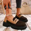 Outono Comércio Exterior Novo Estilo Britânico Slip-On Sapatos Pequenos de Couro para Mulheres Mocassins Retrô de Solado Grosso Sapatos Casuais Versáteis para Mulheres