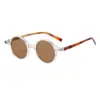 Gafas de Sol Retro de Propionato Europeas y Americanas para Hombre, Montura Redonda Polygonal Gafas con Estampado de Leopardo para Caras Redondas, Gafas Lisas para Mujer, Comercio de Exportación