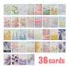 Tarjetas de Ilustración de Paisaje Estilo Pintura al Óleo Gruesa Pintada, 36 Piezas Transfronterizas, Tarjetas de Decoración de Regalo Florales Frescas Artísticas, Tarjetas de Mensaje