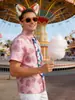 Nick Pareja Outfits Zootopia 2 Camisa Rosa Estampada de Manga Corta Atuendo para Cita de Halloween Estilo Casual