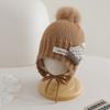 Chapéus Infantis para Meninos e Meninas com Etiqueta de PomPom, Chapéus de Tricô Infantis Casa Pequena Outono e Inverno, Chapéus de Puxar à Prova de Vento com Borda Enrolada Estilo Japonês