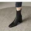Botines cuadrados de moda estilo francés para mujer, nuevo modelo primavera y otoño 2026, botines de tacón grueso, botas de moda delgadas de tacón alto