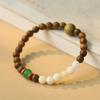 Pulseira de rosário de sândalo verde natural, estilo fino de luxo leve artístico, combinando pedra Shoushan, boa sorte, círculo único, pulseira Wenwan feminina
