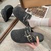 Zapatos Grises Boken de Suela Gruesa Pantuflas de Piel Baotou para Ropa Exterior de Mujer Nuevos Otoño e Invierno 2025 Pantuflas de Medio Algodón sin Cierre