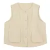 Nuevo chaleco de cuello en V, corte holgado, talla grande, color liso, chaleco sin mangas versátil casual para mujer para usar en capas