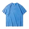 Camiseta Vintage Pesada 230g Lavada e Desgastada, Estilo de Rua Europeu e Americano, Algodão Puro, Caimento Solto, Manga Curta, Estampa de Dragão Personalizada Transfronteiriça